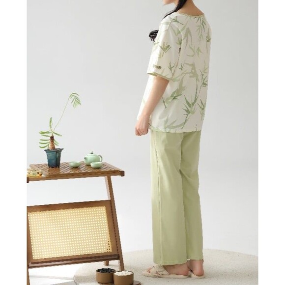 100% Cotton Women’s Pajama Set 2Pcs Short Sleeve Pullover Top Sleepwear Soft - Picture 6 of 10